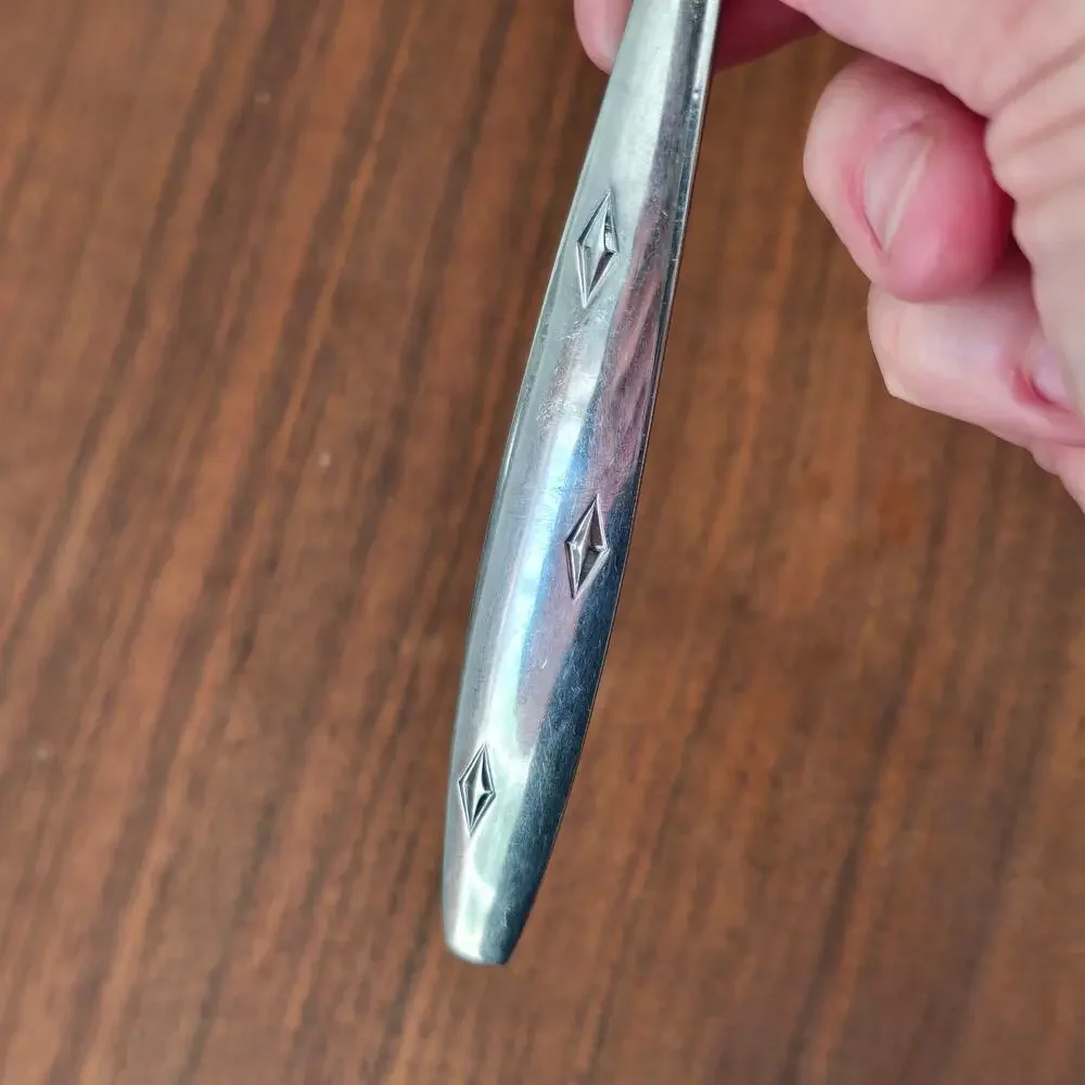 Vintage National Silver Co Stainless Monarch Steel Slotted Serving Spoon Japan